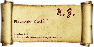 Micsek Zoé névjegykártya